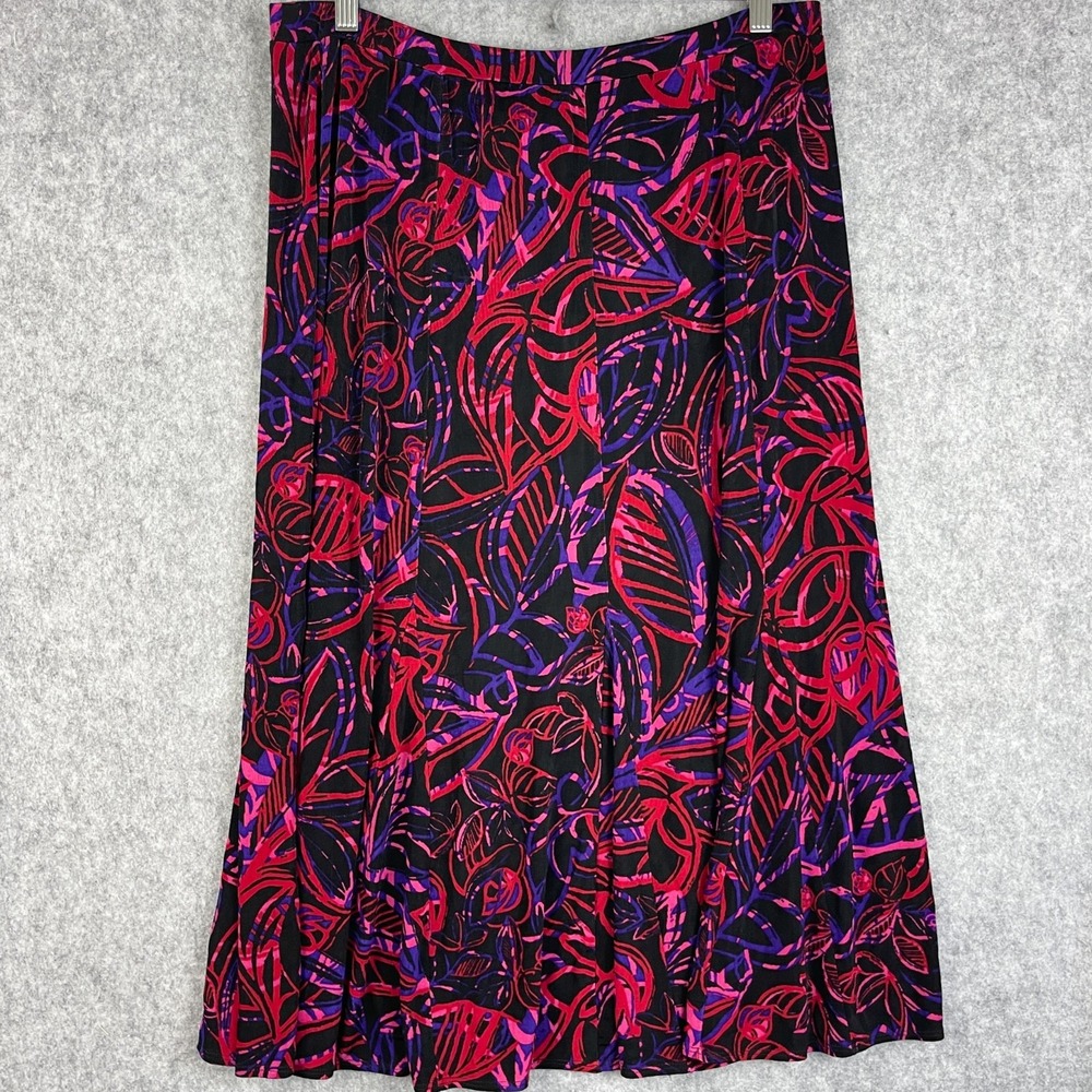 Chicos Travelers Slinky Skirt Womens XL 3 Pink Elastic Waist Stretchy Midi Artsy